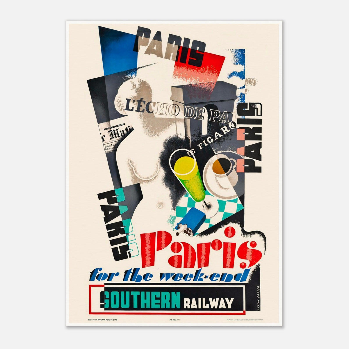 Paris For the Weekend Southern Railway Vintage Travel Poster
