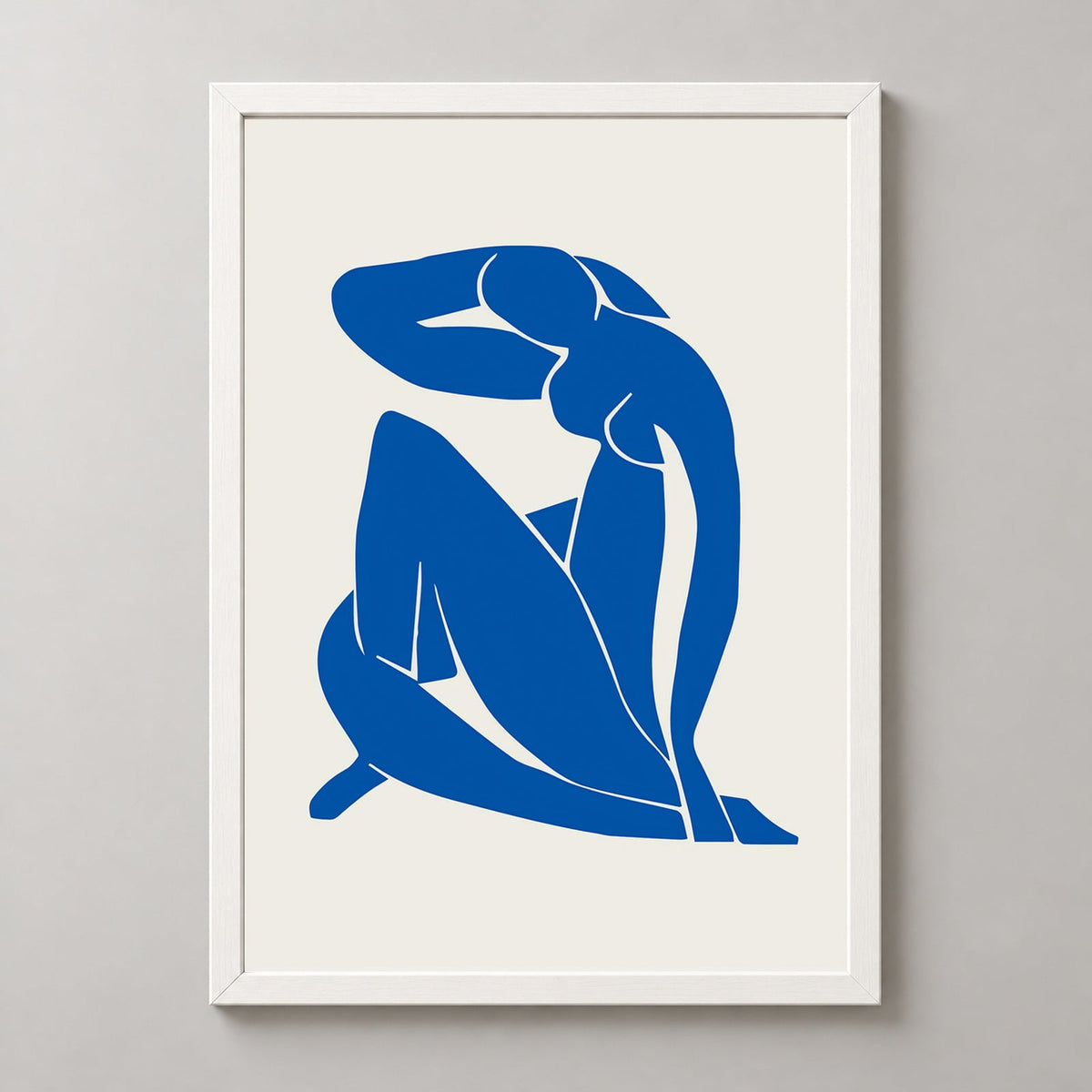 Blue Nude II - Modernist Henri Matisse Print (1952) — realistic white frame studio view