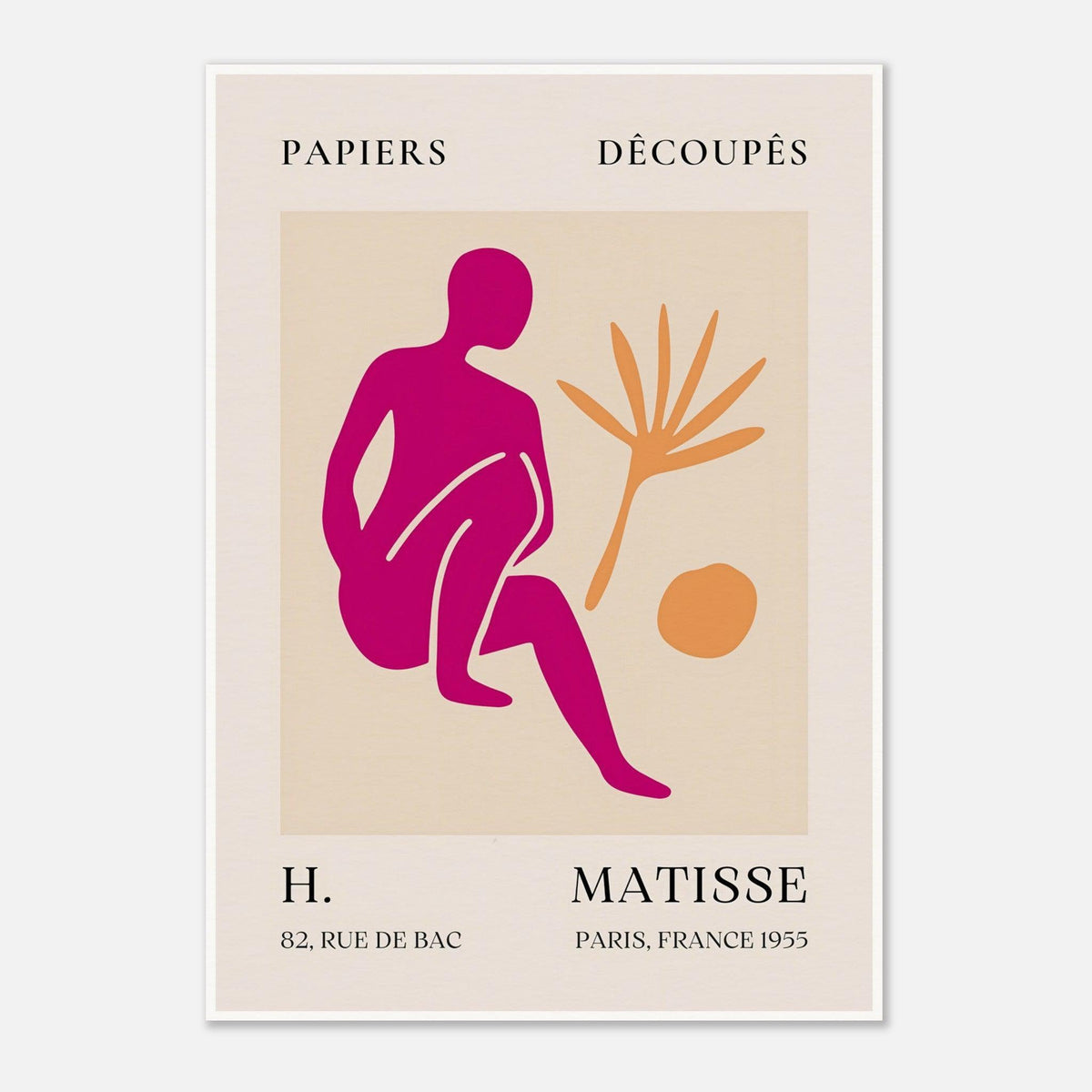 Papiers Découpés H. Matisse Print Pink Silhouette (1955)