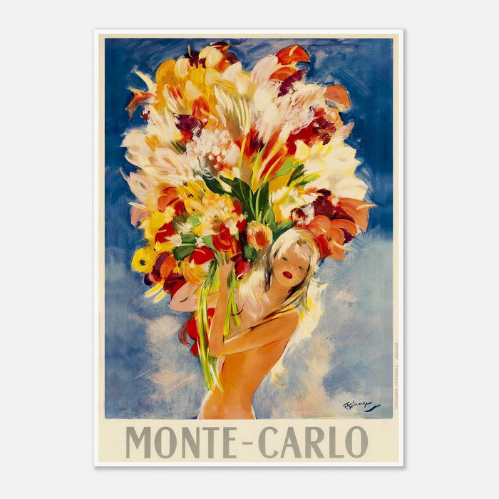 Monte Carlo Bouquet of Flowers Vintage Travel Poster