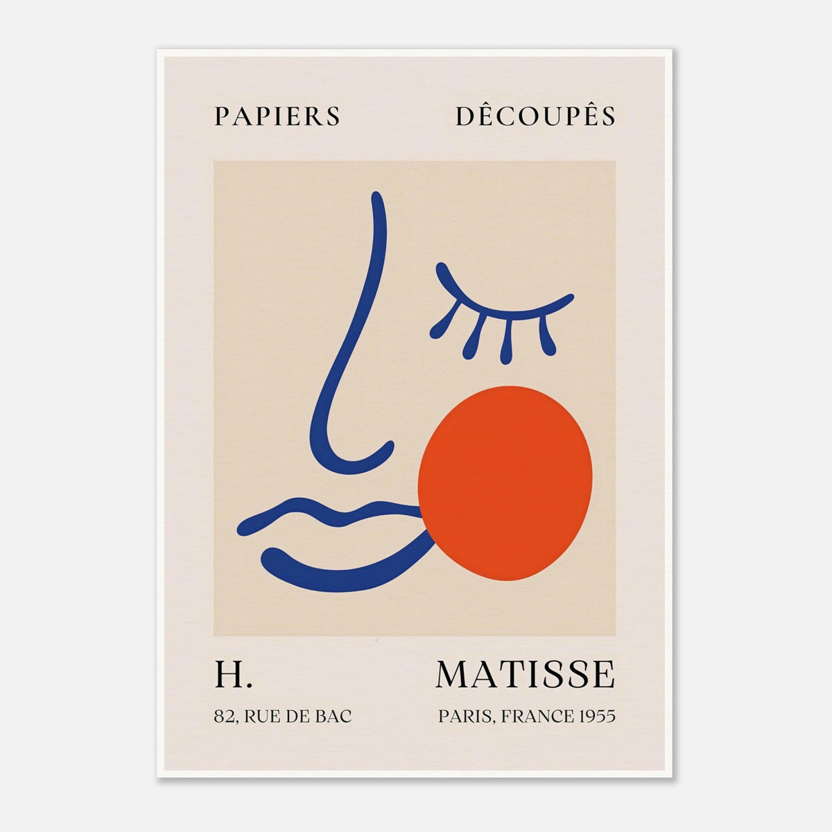 Papiers Découpés Blue Face with Orange, H. Matisse Print (1955)