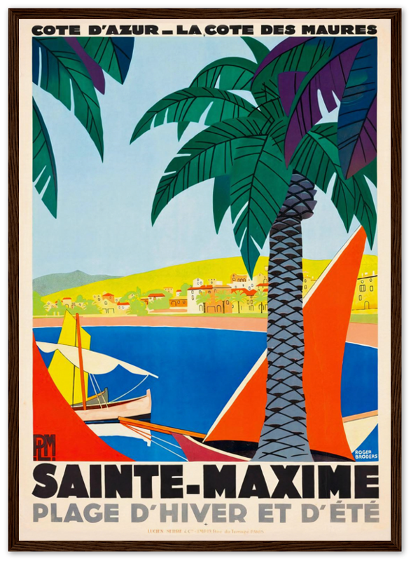 Sainte Maxime French Riviera France Vintage Travel Poster - Galrie