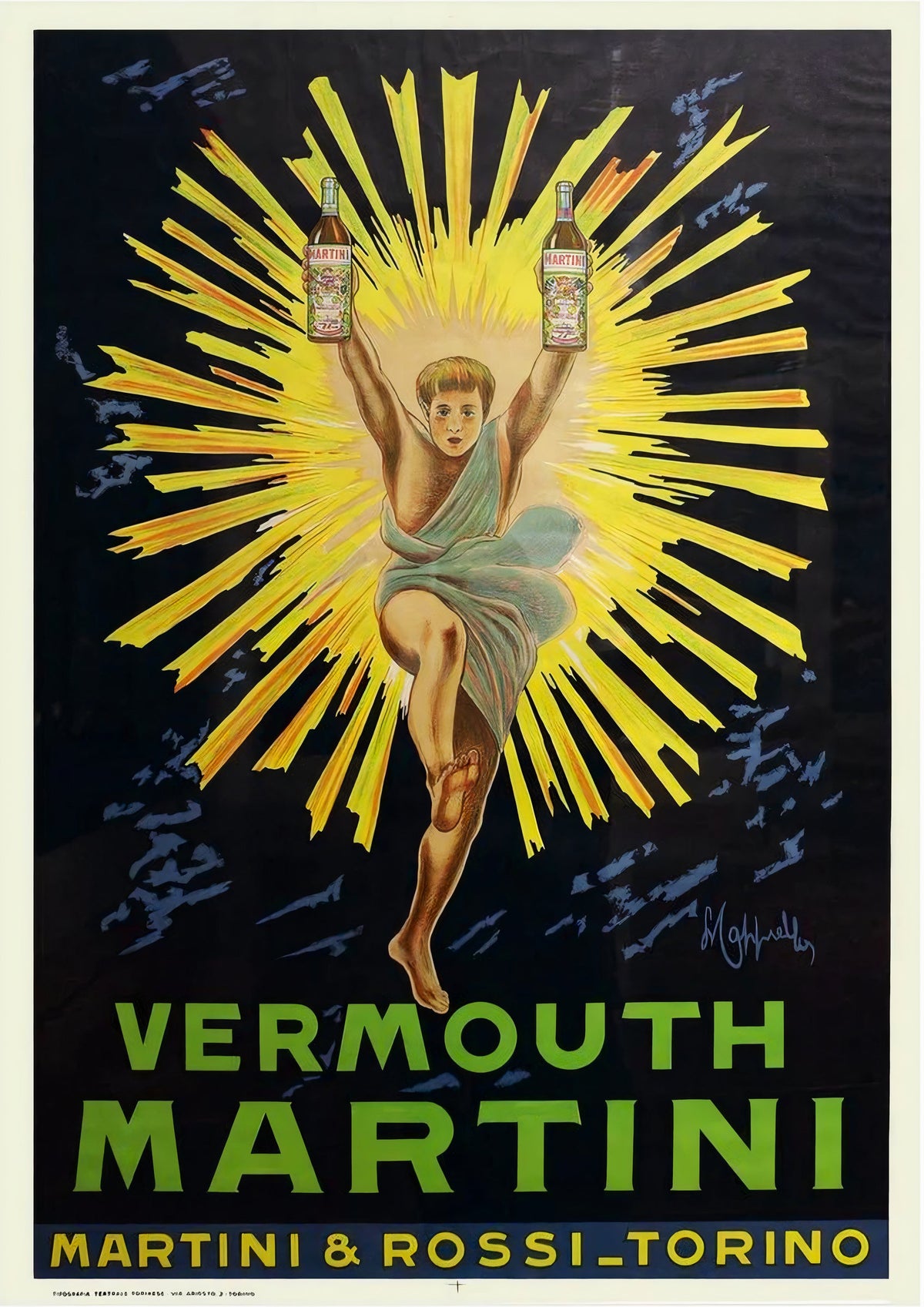 Vermouth Martini Rossi Torino Vintage Advertising Poster — poster only, complete unframed artwork