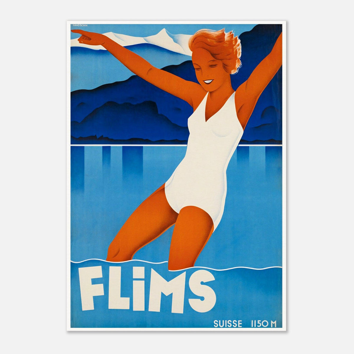 Switzerland Flims European Travel Vintage Travel Poster
