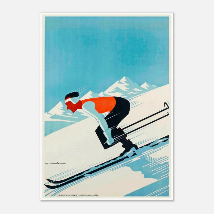 Grenoble Vintage Ski Poster - Vintage France Art Print