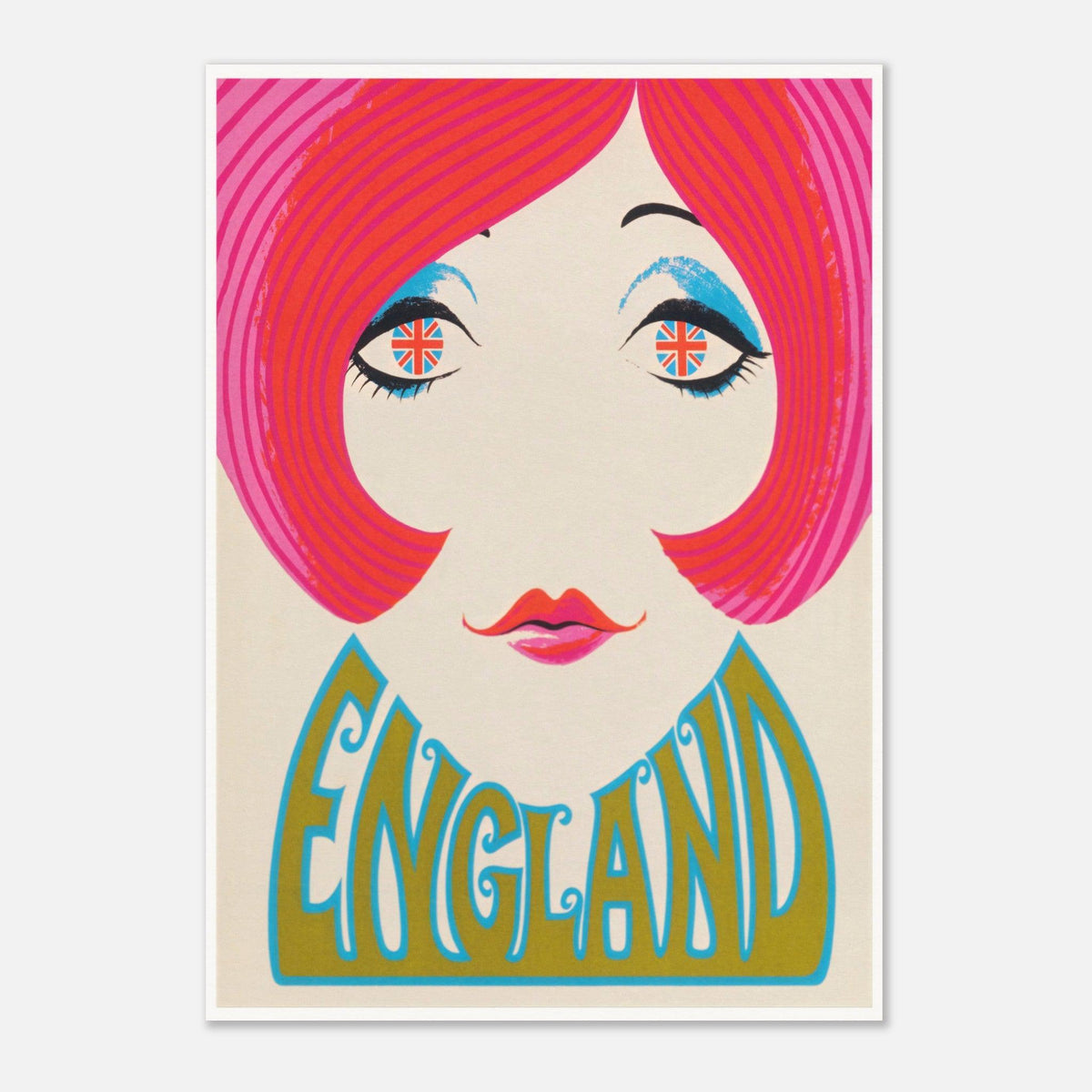 Vintage-Poster „England Groovy Girl“ – Lebendiges Retro-Design der 1960er Jahre