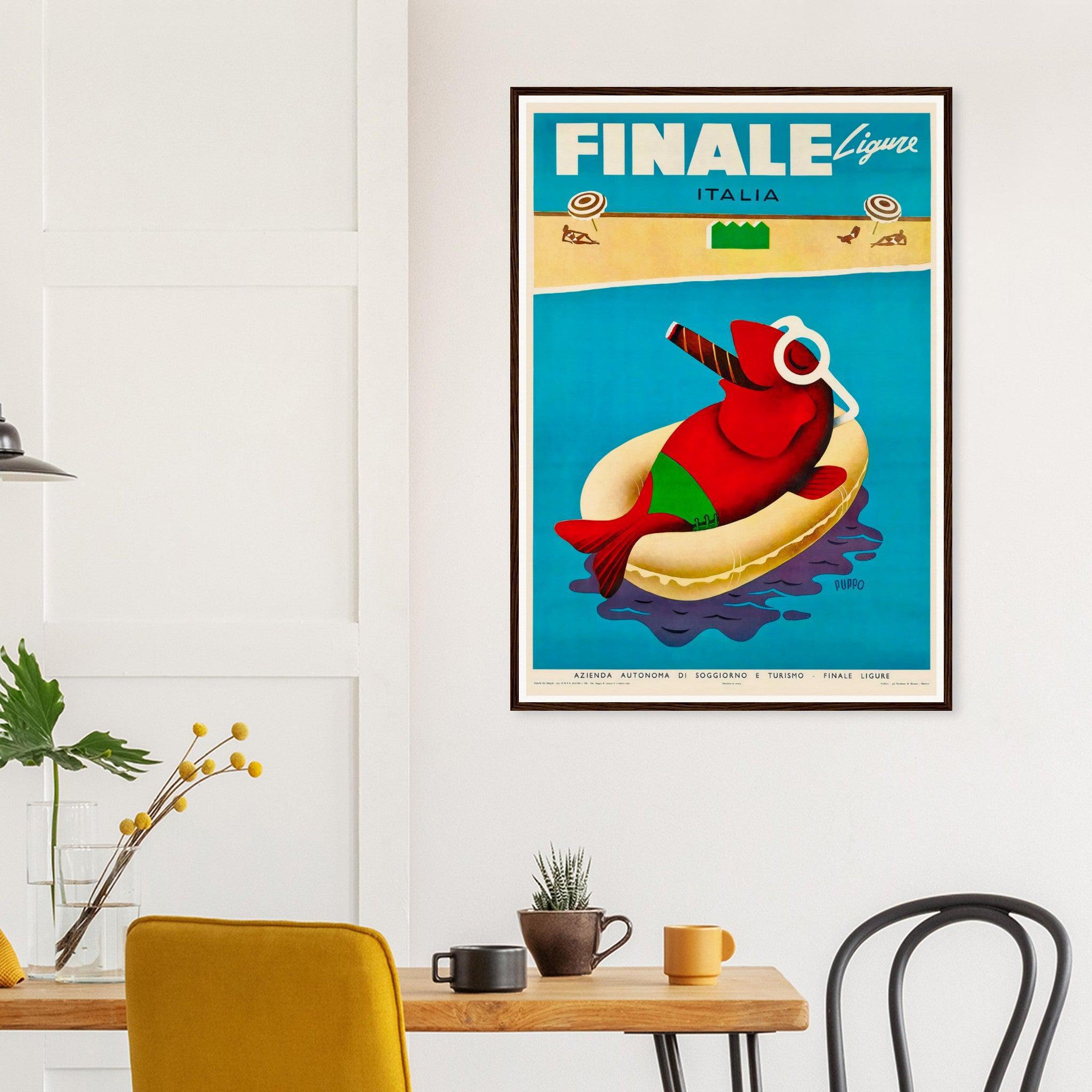 Finale Ligure Italy Vintage Travel Poster - Vibrant Coastal Art