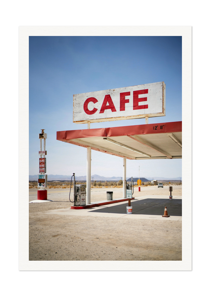 Retro Desert Cafe and Gas Station Art Print