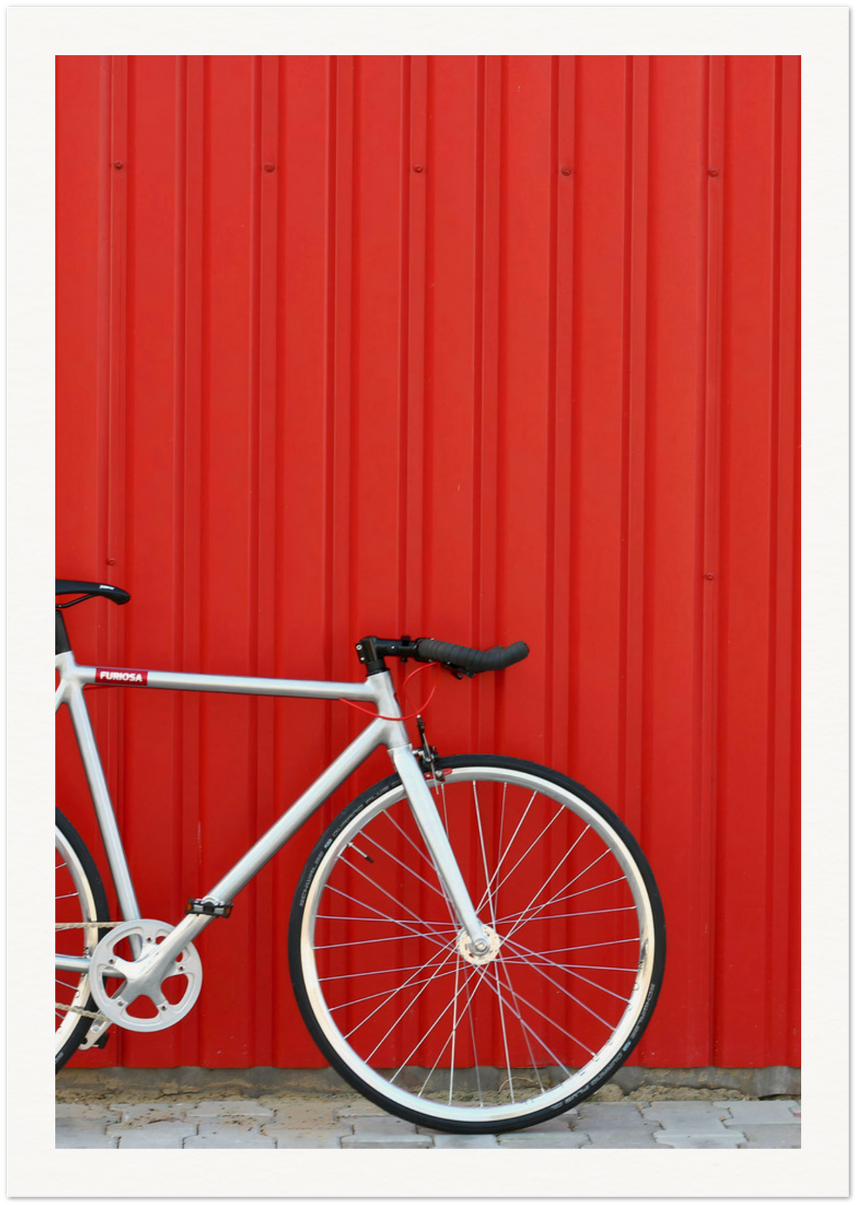 Modern Minimalist Bicycle Against Red Wall Art Print