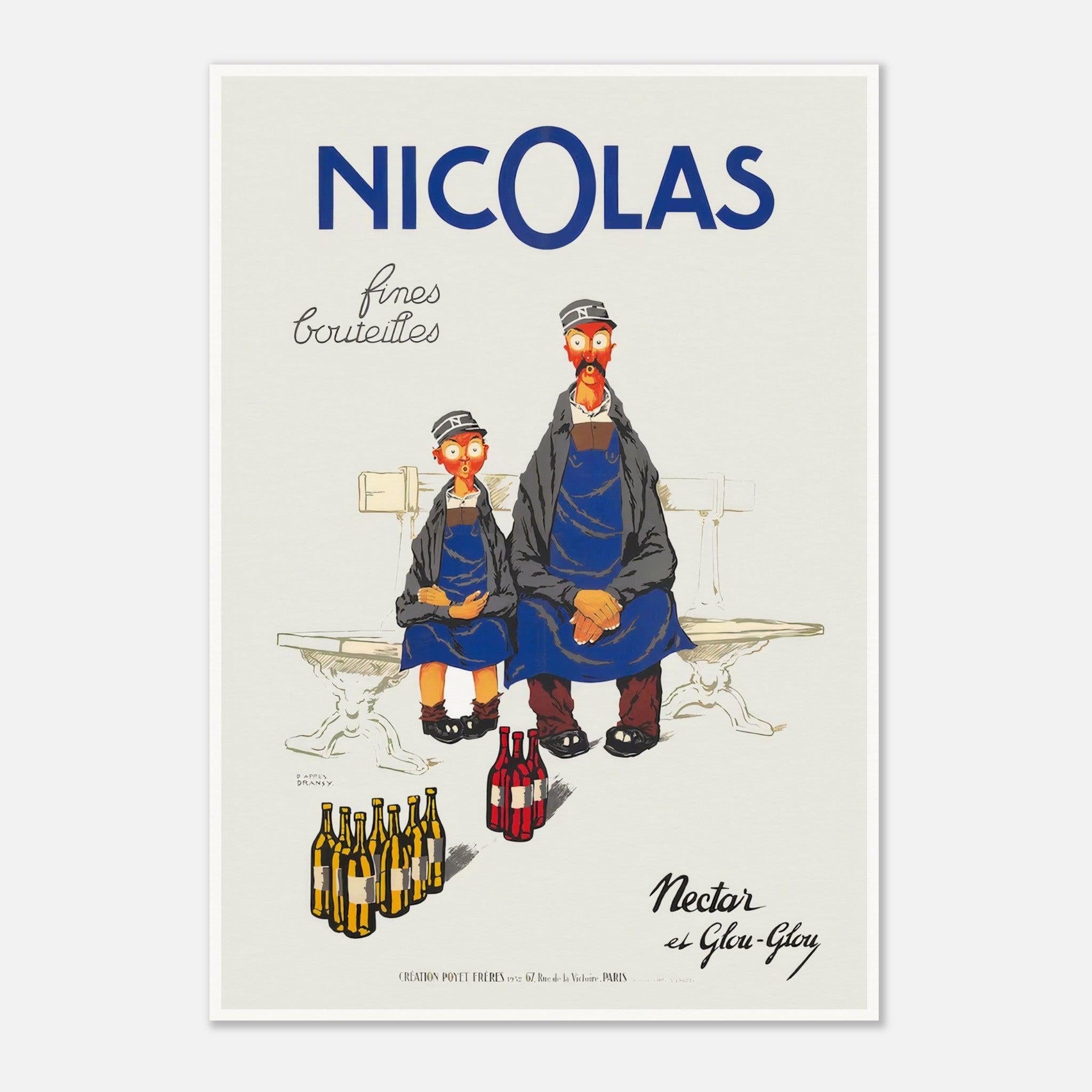 Nicolas Fine Bottles French Vintage Poster by Jules Isnard Dransy (193