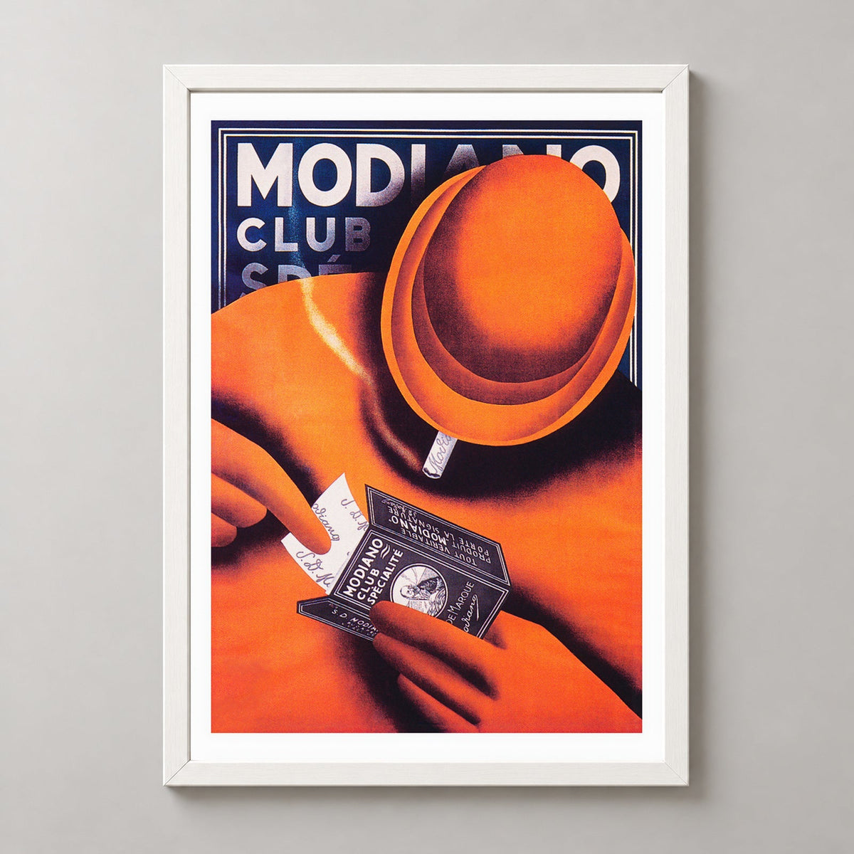Modiano Cigarette Papers Vintage Advertising Poster — realistic white frame studio view