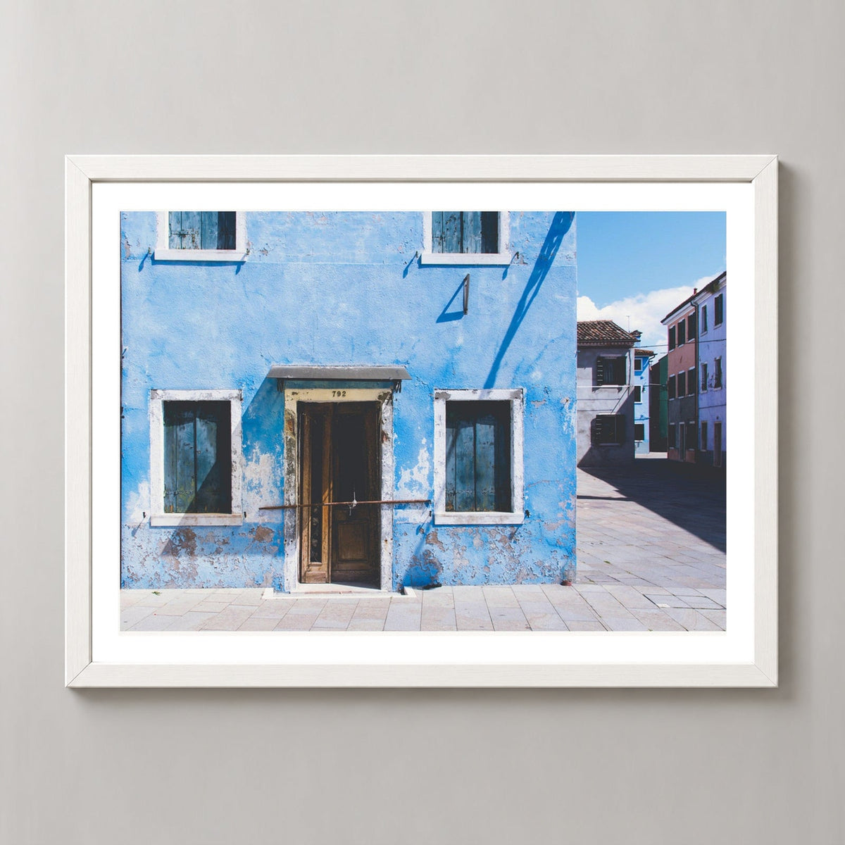 Burano Island | Venice Italy — realistic white frame studio view with white border