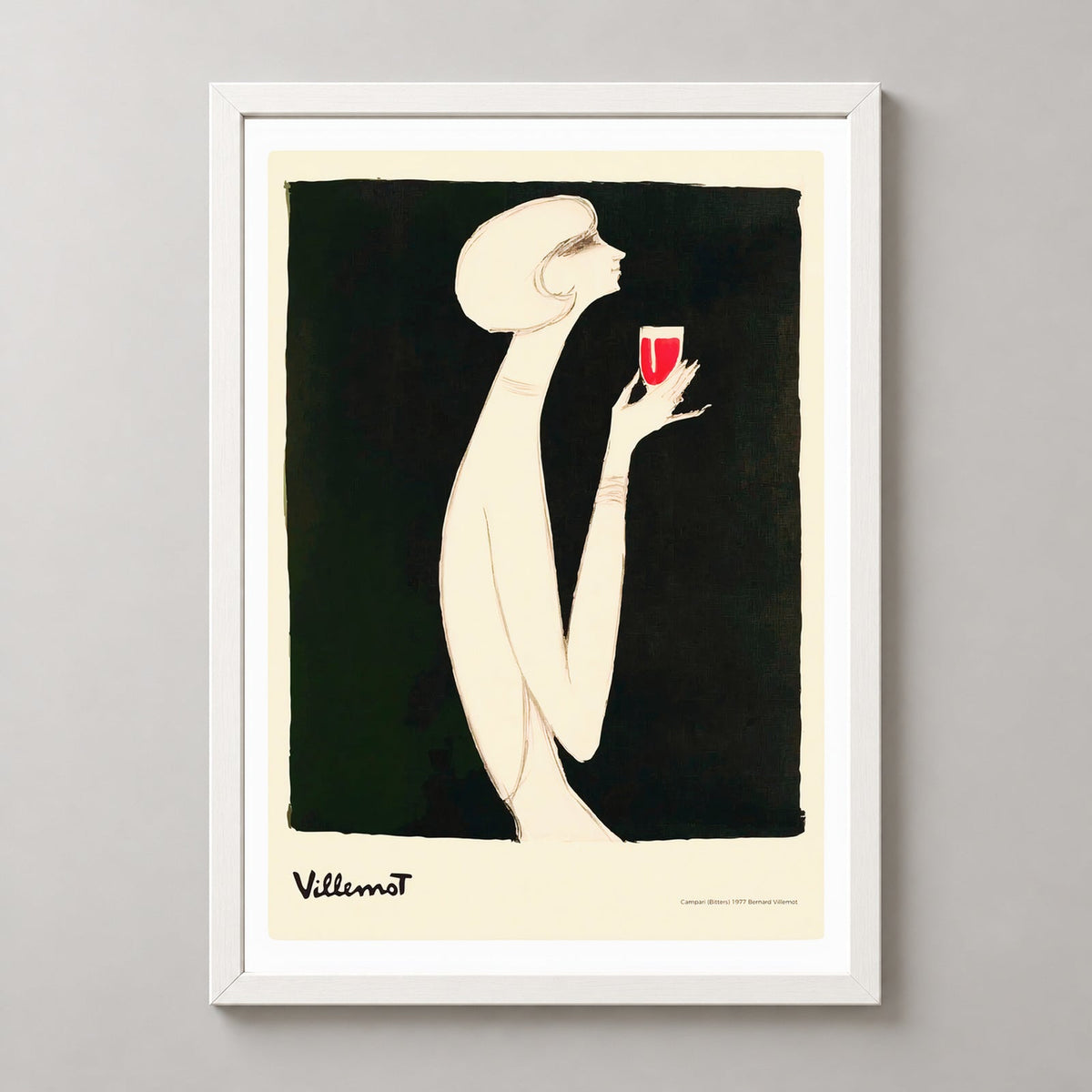 Campari (Bitter) 1977 Vintage Poster | Bernard Villemot — realistic white frame studio view