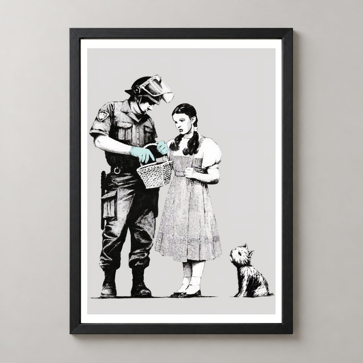 Banksy Stop and Search, 2007 — realistic black frame studio view