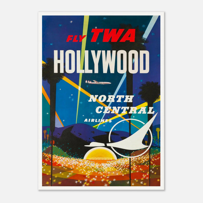 Hollywood Vintage Reiseposter – Retro-Kunstdruck des ikonischen Hollywood, gerahmte und ungerahmte Optionen verfügbar