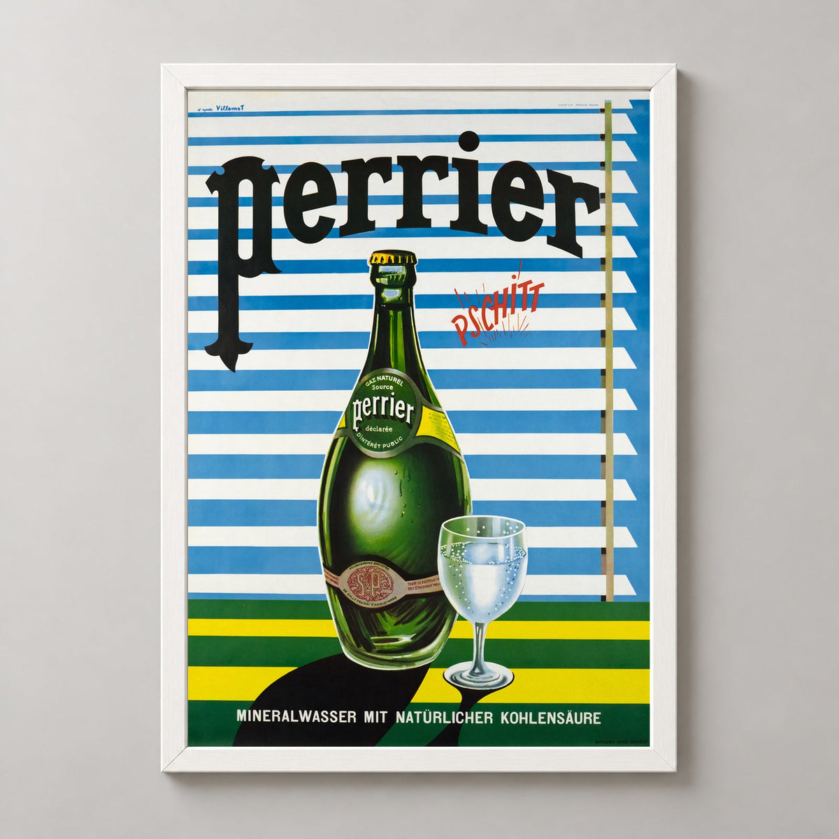 Perrier Blinds Vintage Advertising Poster 1956 - Framed/Unframed — realistic white frame studio view