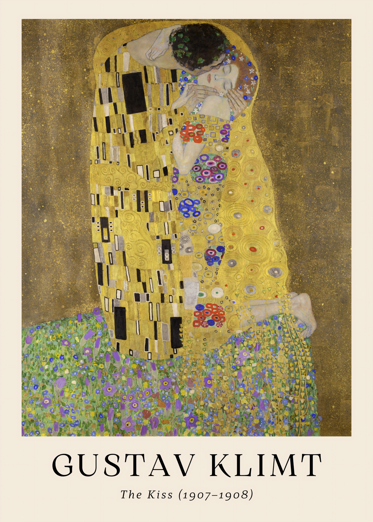 Gustav Klimt's The Kiss - Iconic Symbolist Art Print — poster only, complete unframed artwork