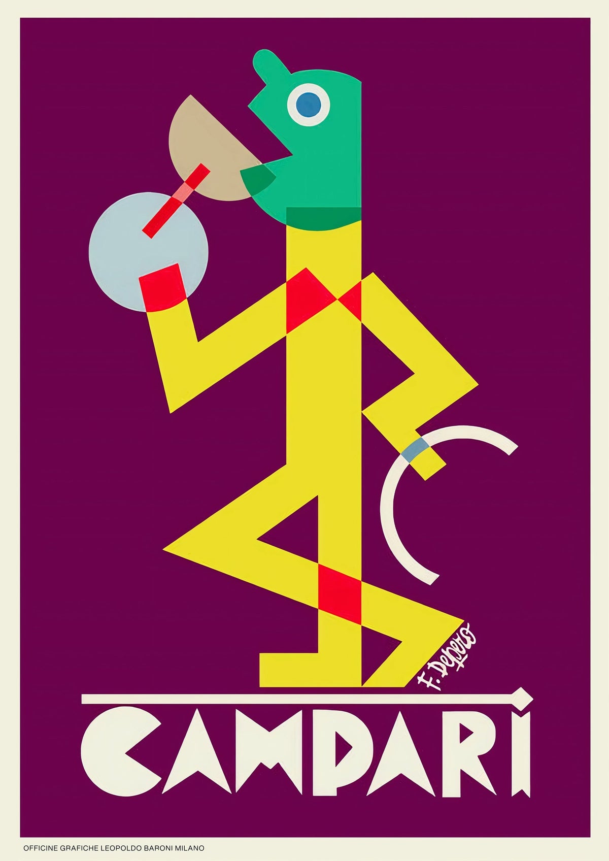 Campari Viola by Fortunato Depero (1928) Vintage Advertising Poster — poster only, complete unframed artwork