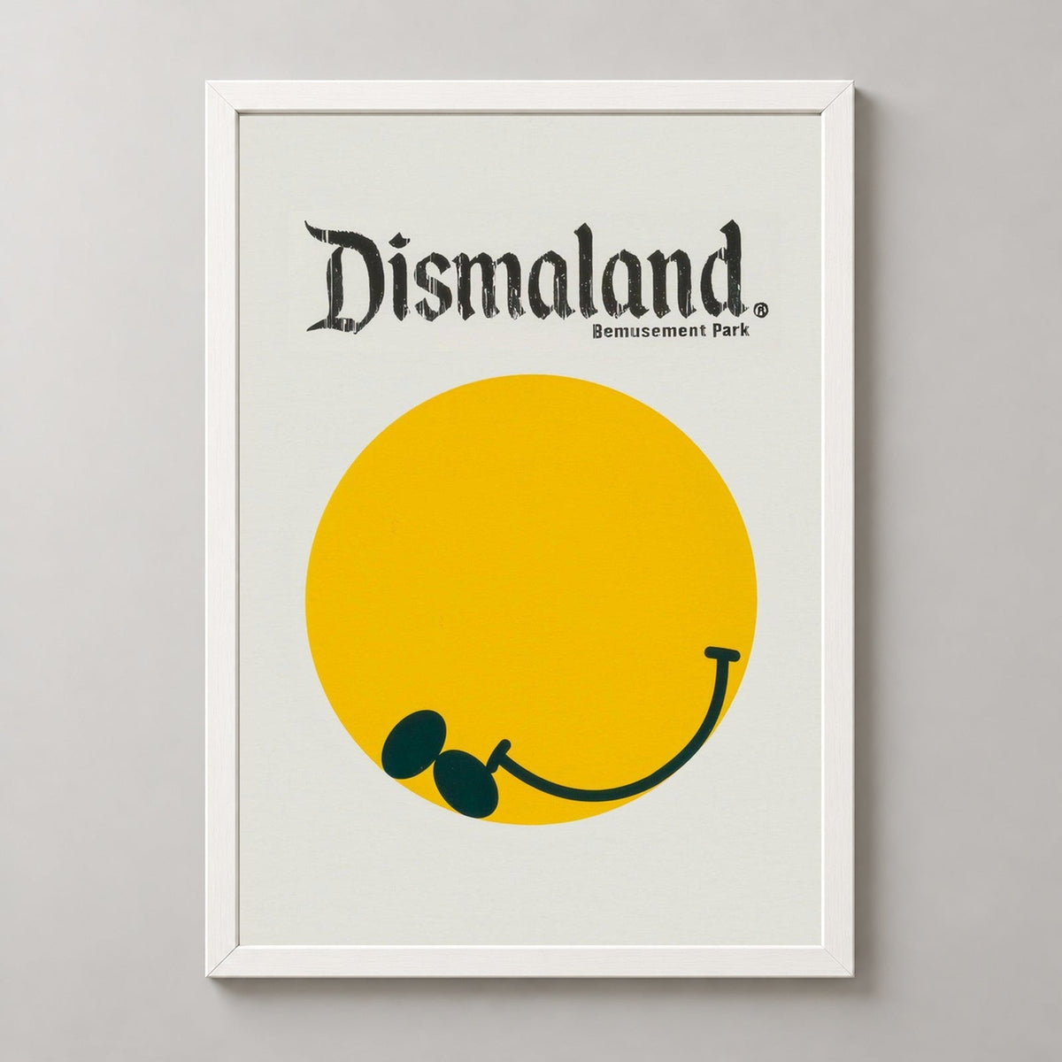 Banksy Dismaland, 2015 — realistic white frame studio view