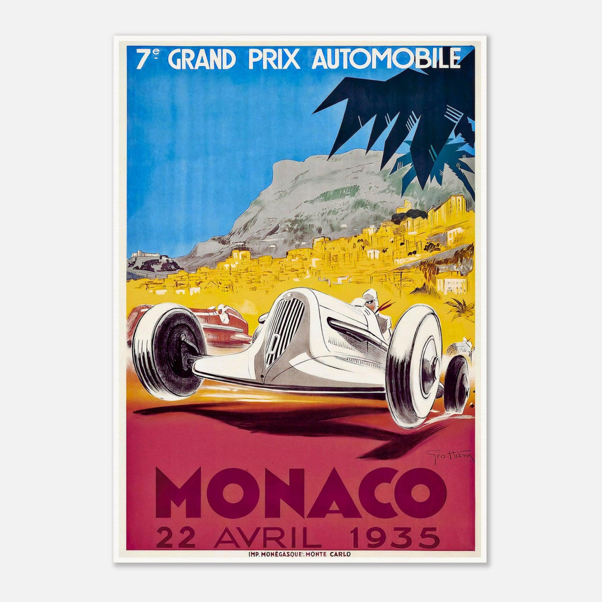 Monaco Grand Prix 1935 Vintage Racing Poster  - Framed/Unframed