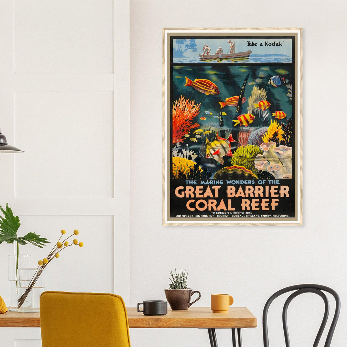 Great Barrier Coral Reef Queensland Australia Vintage Travel Poster by Percy Trompf
