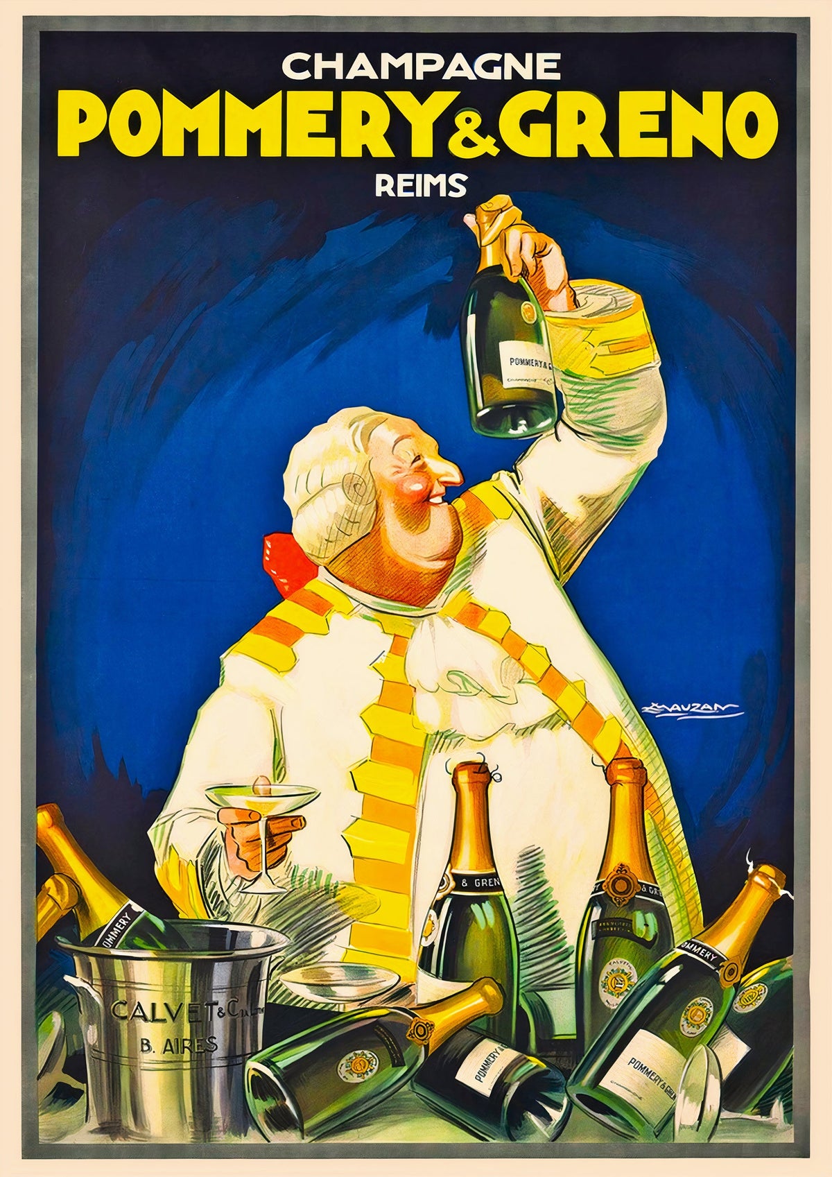 Champagne Pommery and Greno Reims Vintage Champagne Advertising Poster — poster only, complete unframed artwork
