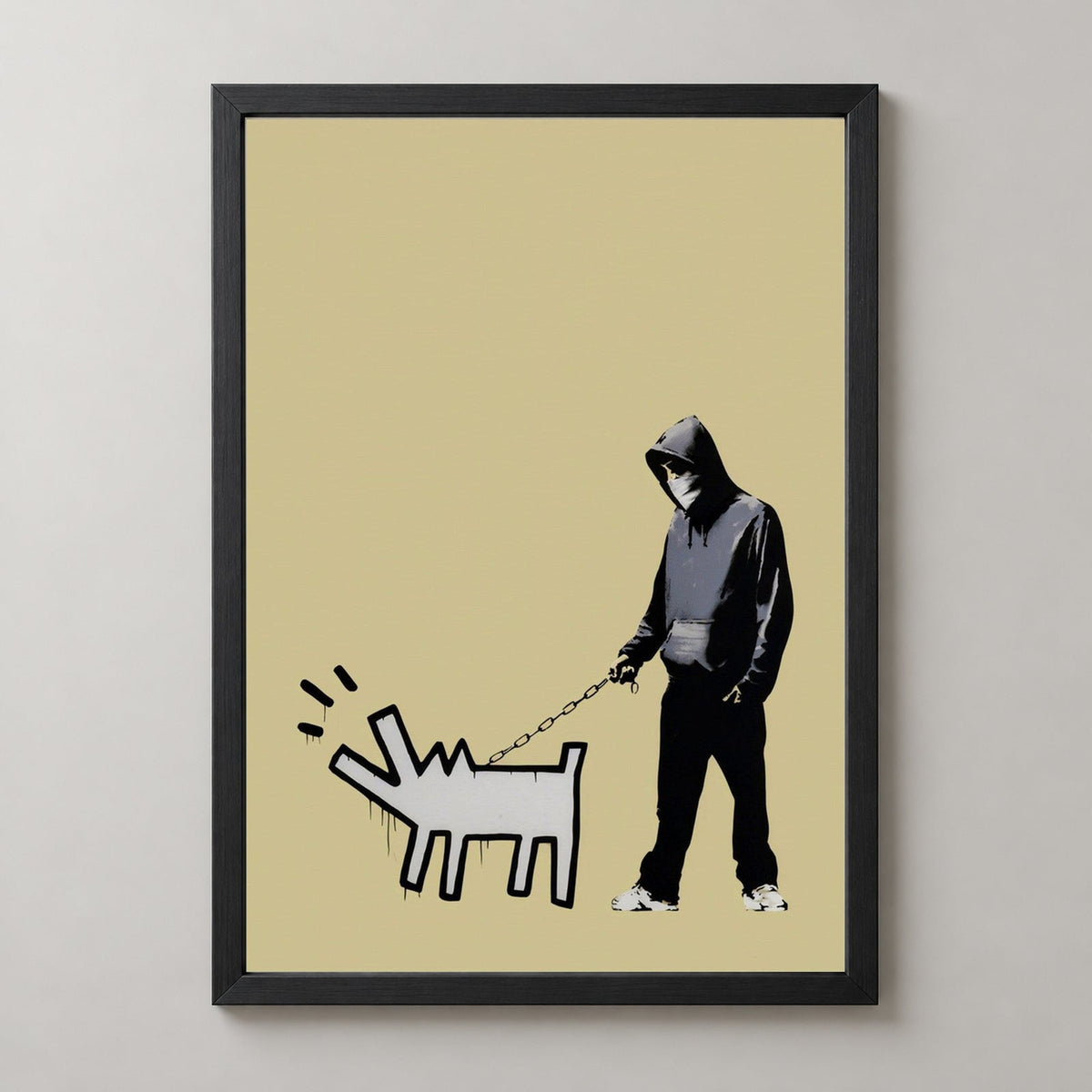 Banksy Choose Your Weapon (Gold), 2010 — realistic black frame studio view
