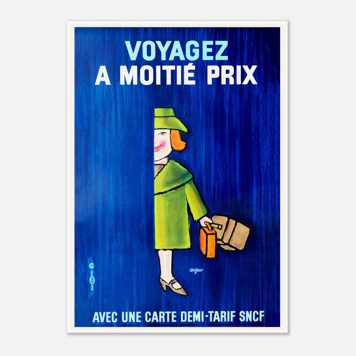 Voyagez A Moitie Prix SNCF - French Vintage Advertising Poster