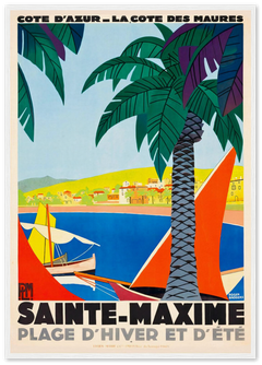 Sainte Maxime French Riviera France Vintage Travel Poster - Galrie