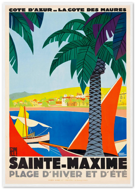 Sainte Maxime French Riviera France Vintage Travel Poster - Galrie