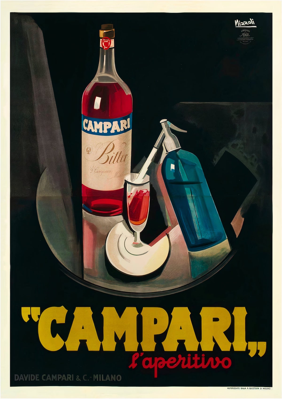 Campari L'aperitivo Vintage Advertising Poster - Framed/Unframed — poster only, complete unframed artwork