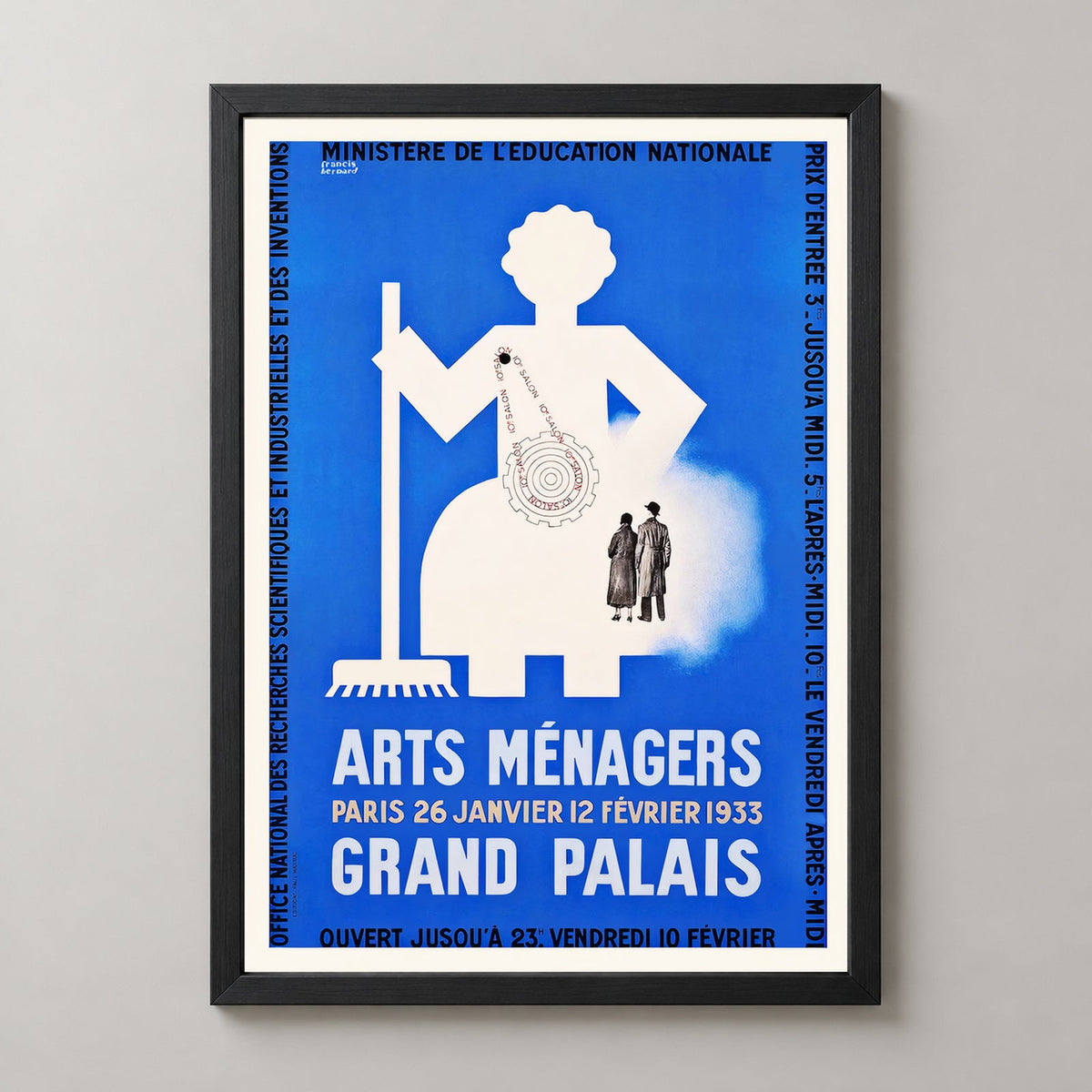 Arts Menagers Grand Palais Vintage Advertising Poster — realistic black frame studio view
