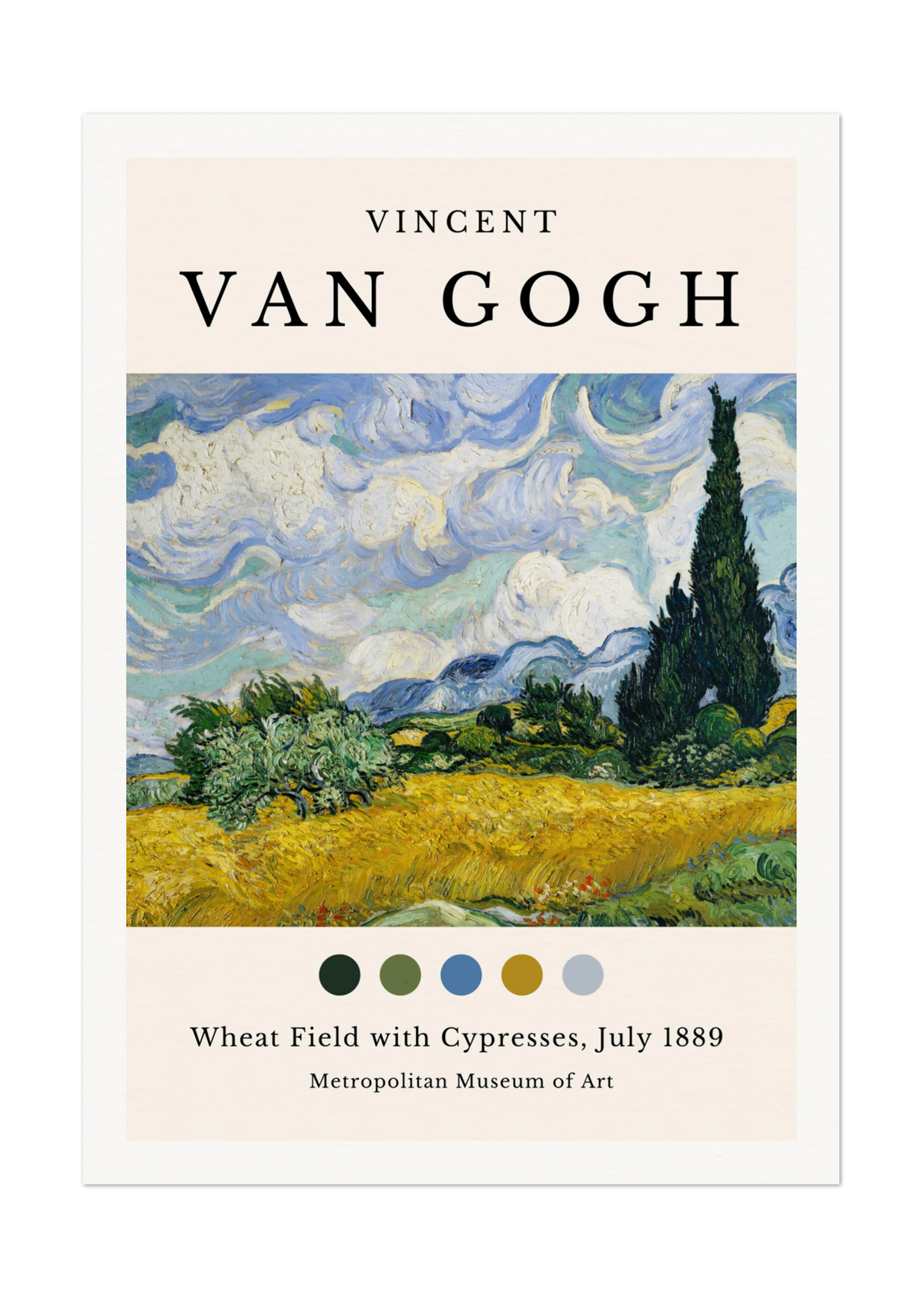 Van Gogh's Wheat Field with Cypresses - Post-Impressionist Art Print
