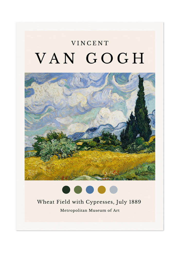 Van Gogh's Wheat Field with Cypresses - Post-Impressionist Art Print