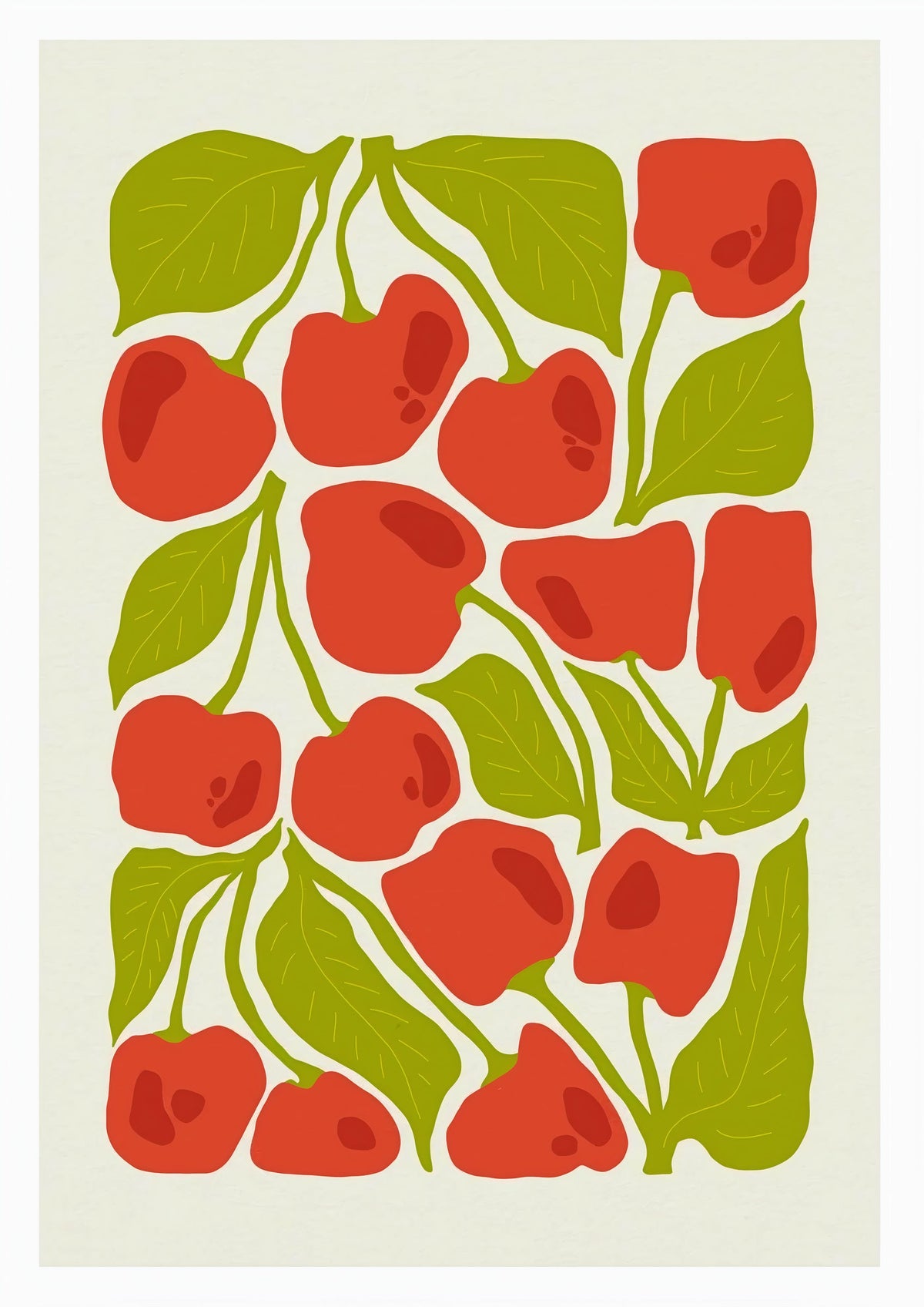 Cherry Print  | Abstract Fruit Collection | Kitchen wall art — poster only, complete unframed artwork