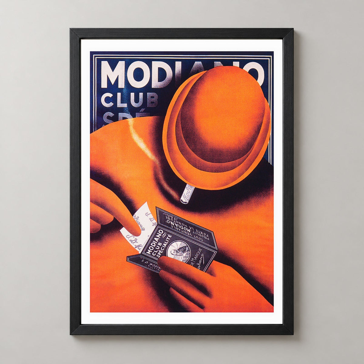 Modiano Cigarette Papers Vintage Advertising Poster — realistic black frame studio view
