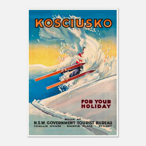 Mount Kosciuszko New South Wales Australia Vintage Ski Poster