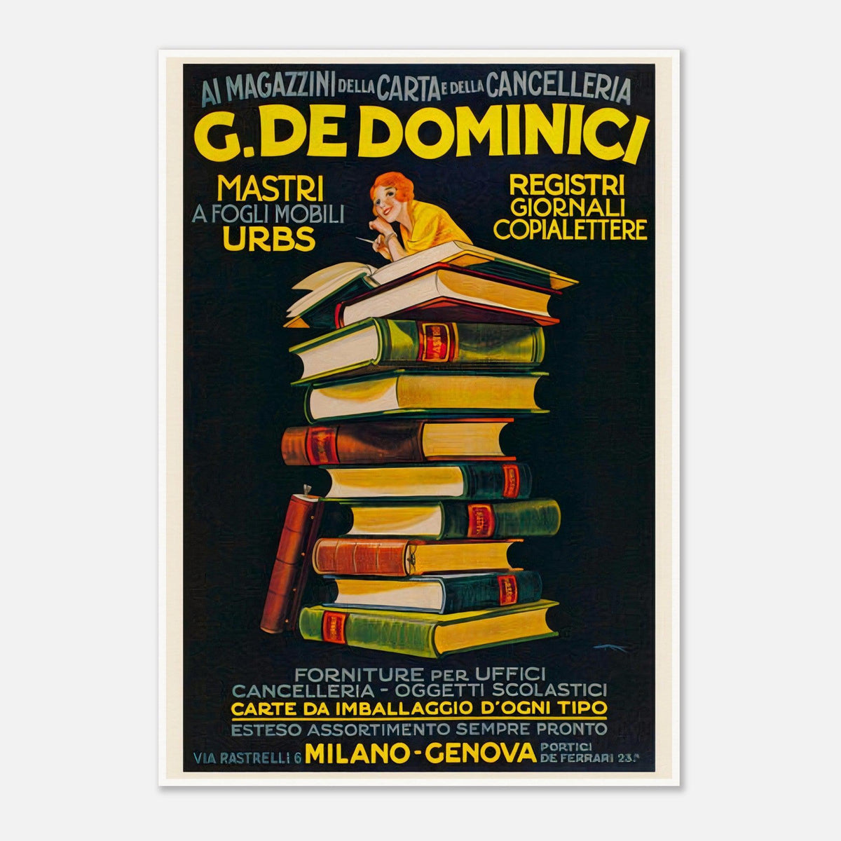 Vintage Advertising Poster - G. De Dominici Books - Framed/Unframed