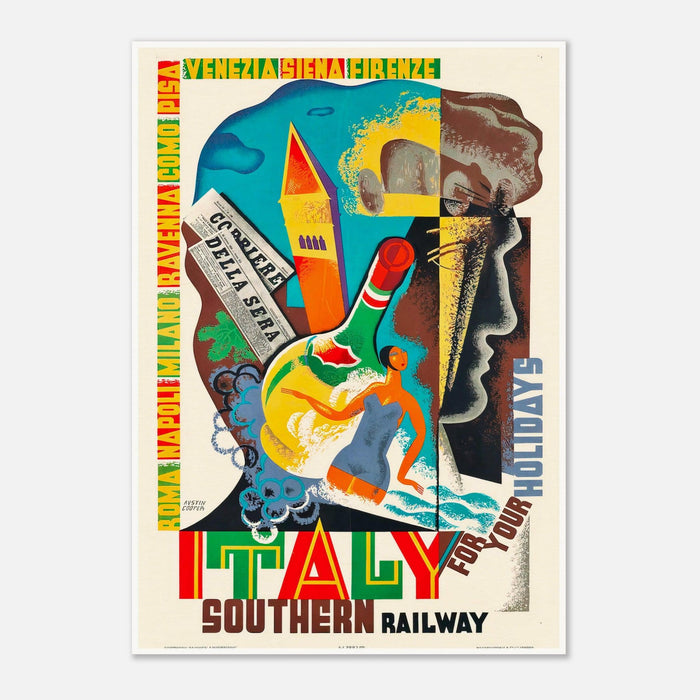 Italien für Ihren Urlaub, Vintage-Reiseplakat der Southern Railway