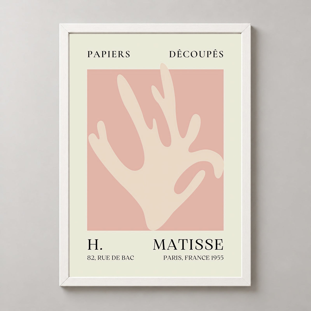 Papiers Découpés Pink Foliage H. Matisse Print (1955) — realistic white frame studio view