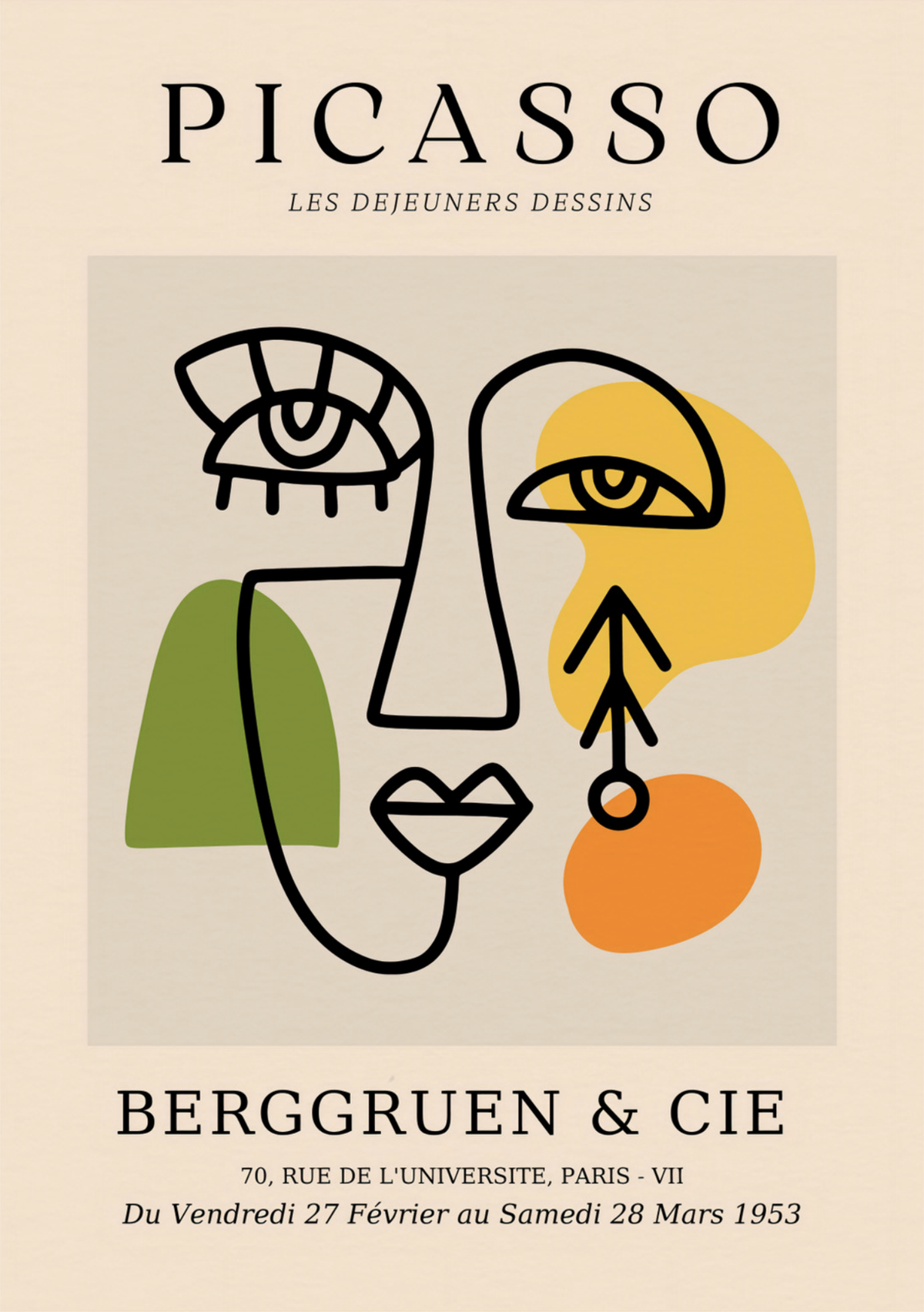 Picasso Les Dejeuners Dessins - Abstract Modern Art Poster — poster only, complete unframed artwork