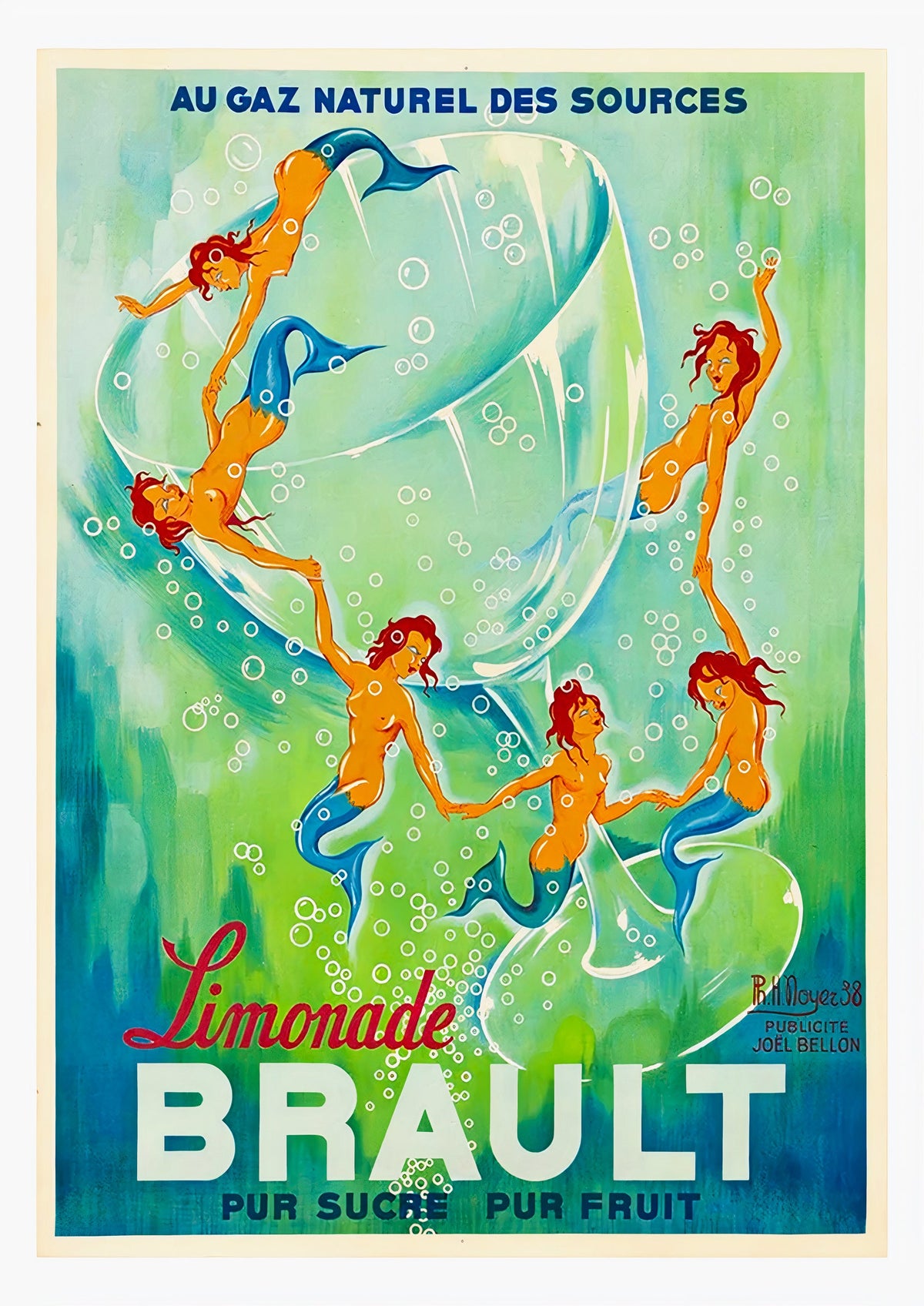 Brault Lemonade Vintage Advertising Poster - Nostalgic and Vibrant Framed Print — poster only, complete unframed artwork