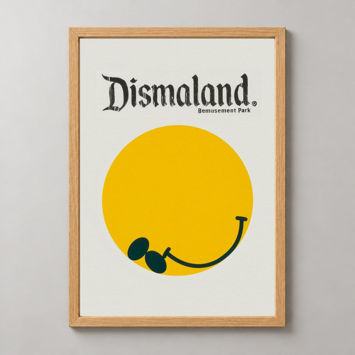 Banksy Dismaland, 2015 — realistic natural wood frame studio view