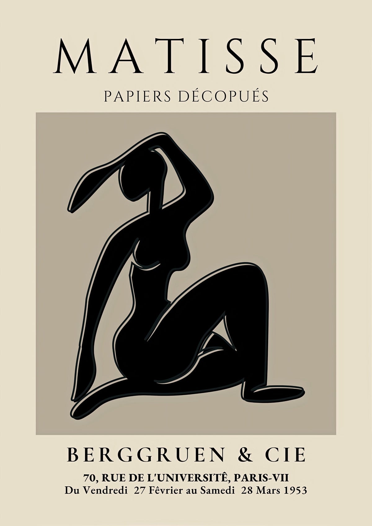 Henri Matisse Print, exhibition at Galerie Berggruen & Cie Black Silhouette — poster only, complete unframed artwork