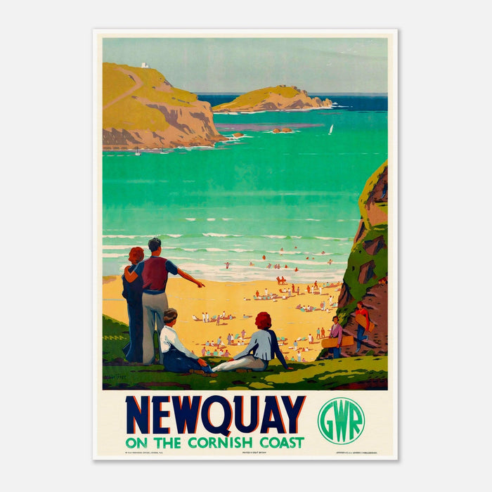 Newquay on the Cornish Coast Vintage Travel Poster