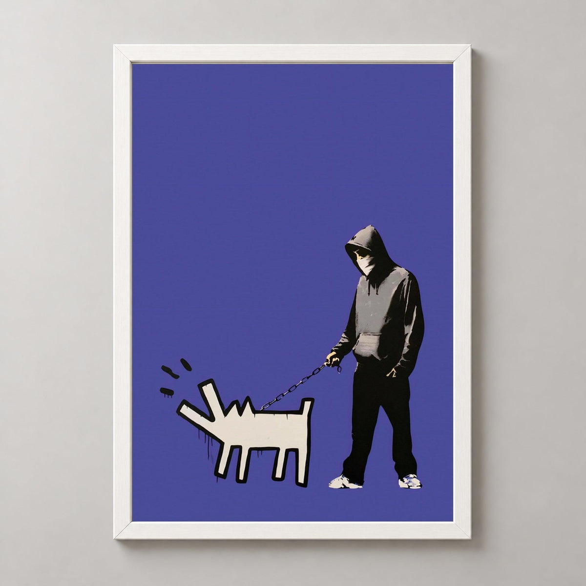Banksy Choose Your Weapon (Purple), 2010 — realistic white frame studio view