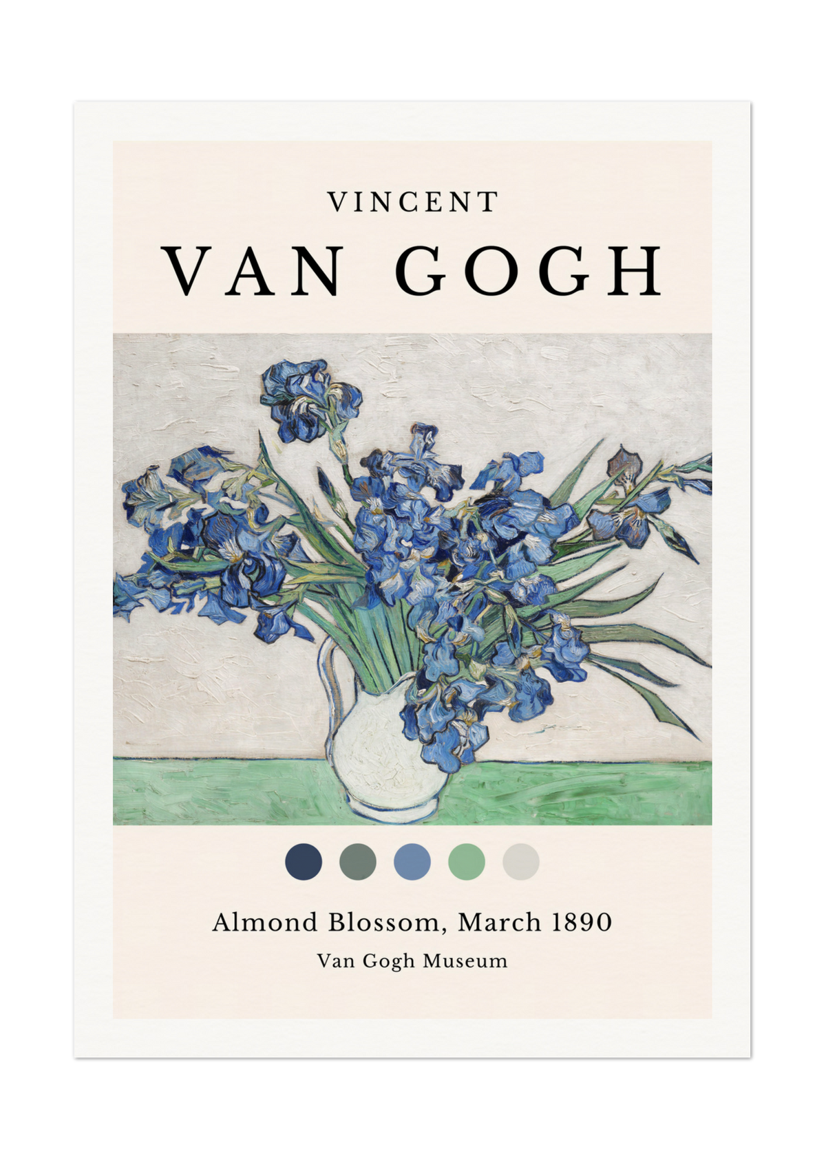 Van Gogh's Irises in Vase - Iconic Post-Impressionist Art Print