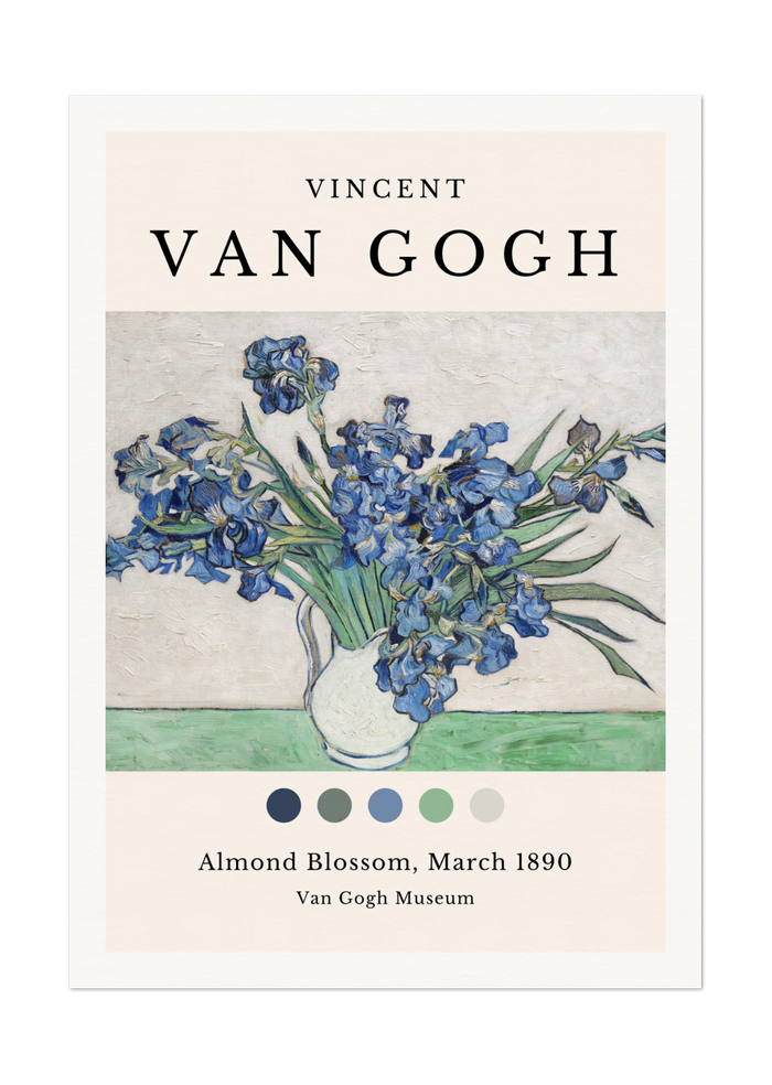 Van Gogh's Irises in Vase - Iconic Post-Impressionist Art Print