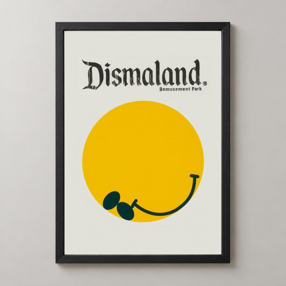 Banksy Dismaland, 2015 — realistic black frame studio view