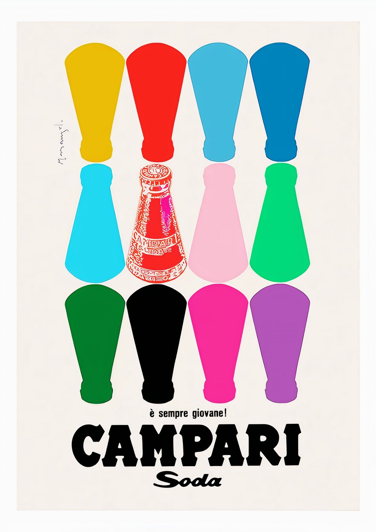 Campari Poster - Colourful Bottles - Vintage Advertising Poster — poster only, complete unframed artwork